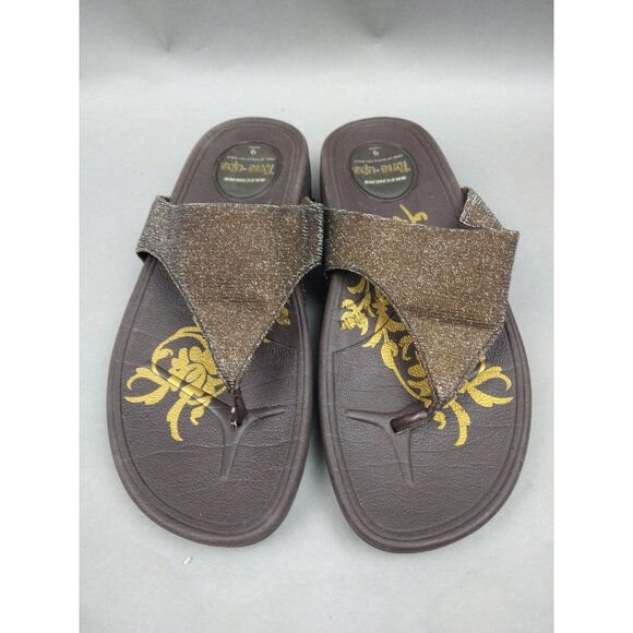 Skechers Tone-Ups Flip Flop Sandals w/Brown Sequins Women's 9 Shoes Sparkly - Picture 2 of 8